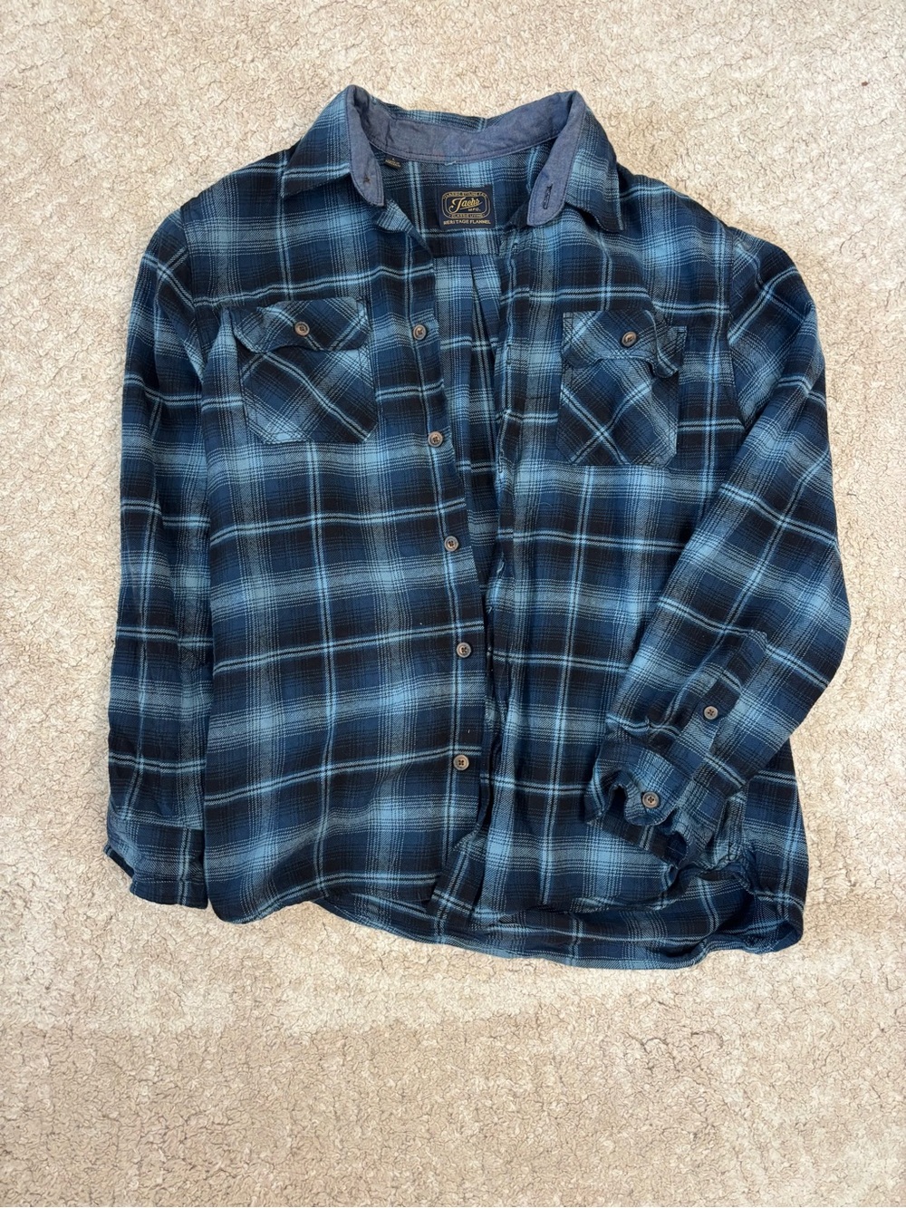 Jachs Blue and Black Plaid Heritage Flannel Shirt